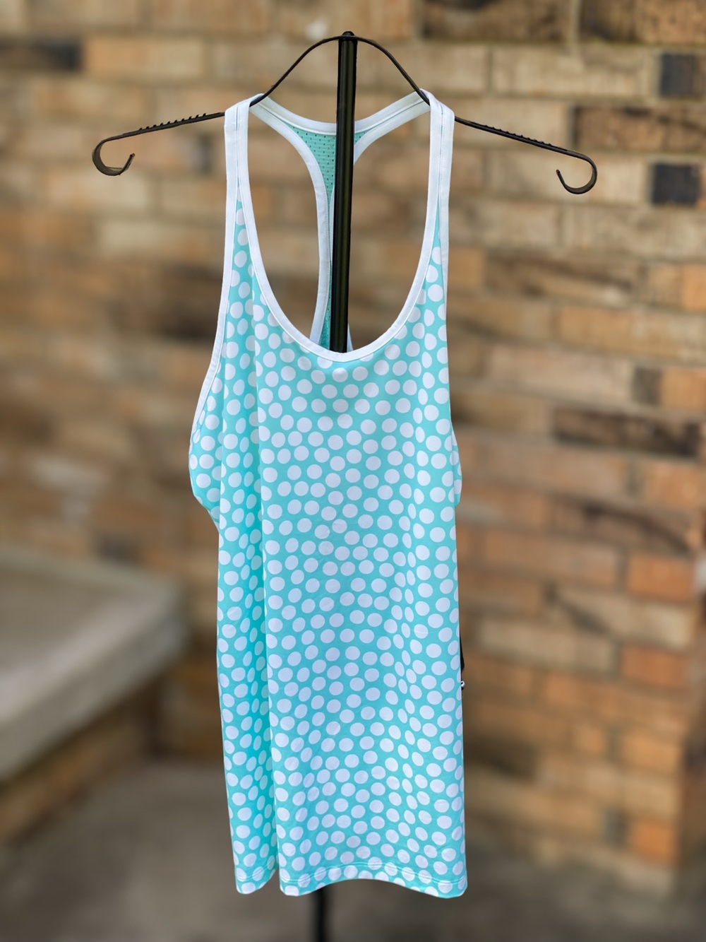 Nike Dri-FIT Women's Large Aqua Polka Dot Racerback Training Tank NWT